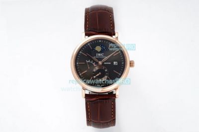 Swiss Replica IWC Portofino Date Watch Rose Gold Grey Dial